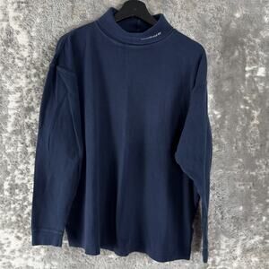 Carhartt Size XL Minimalist Mock Neck Casual T Shirt Navy Long Sleeve Pullover